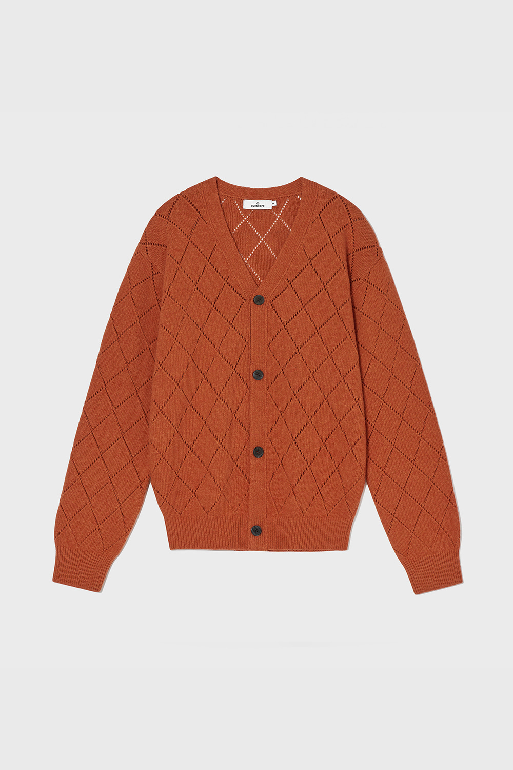 Lozenge Extra Fine Wool Cardigan (Orange)