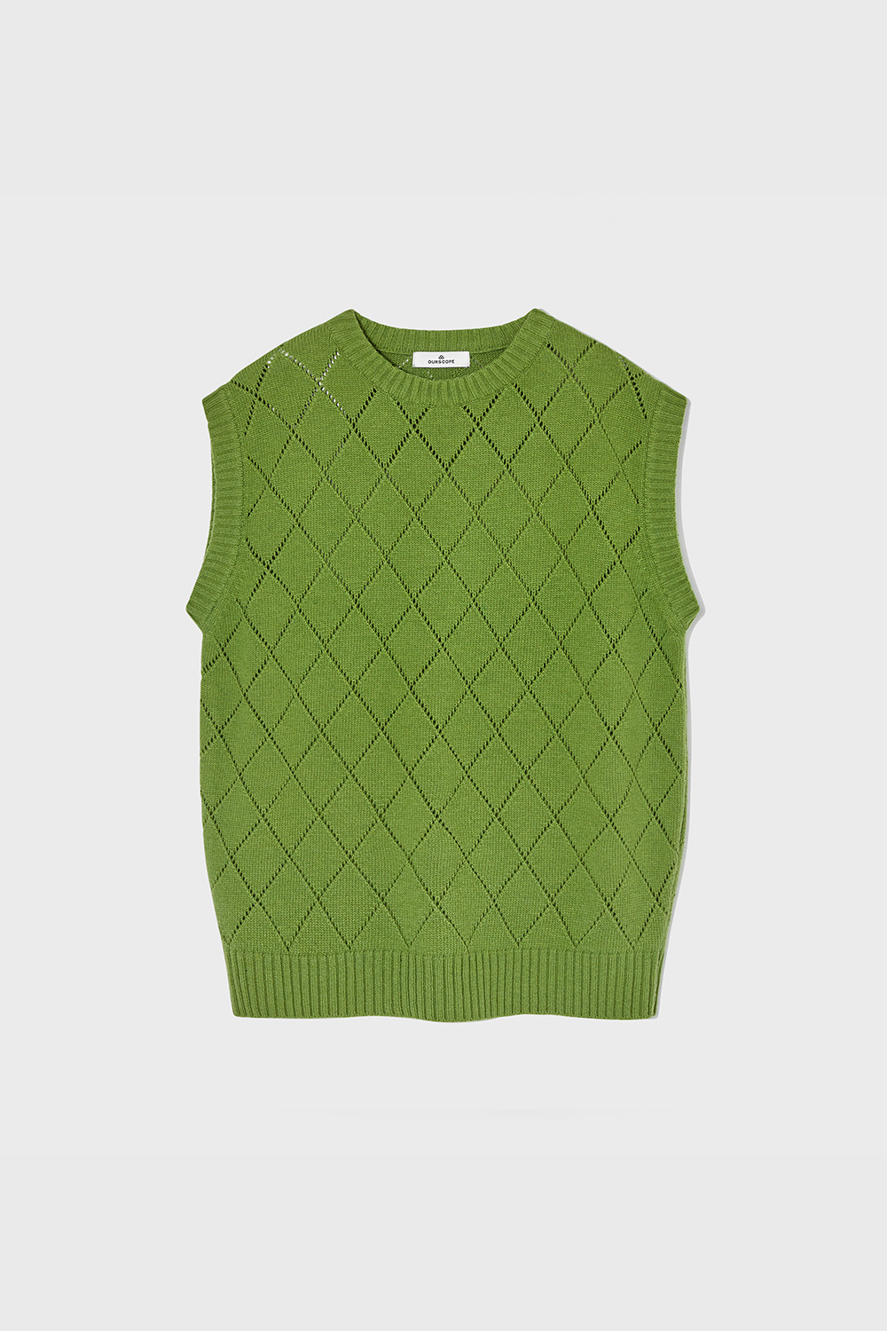 Lozenge Extra Fine Wool Vest (Green)