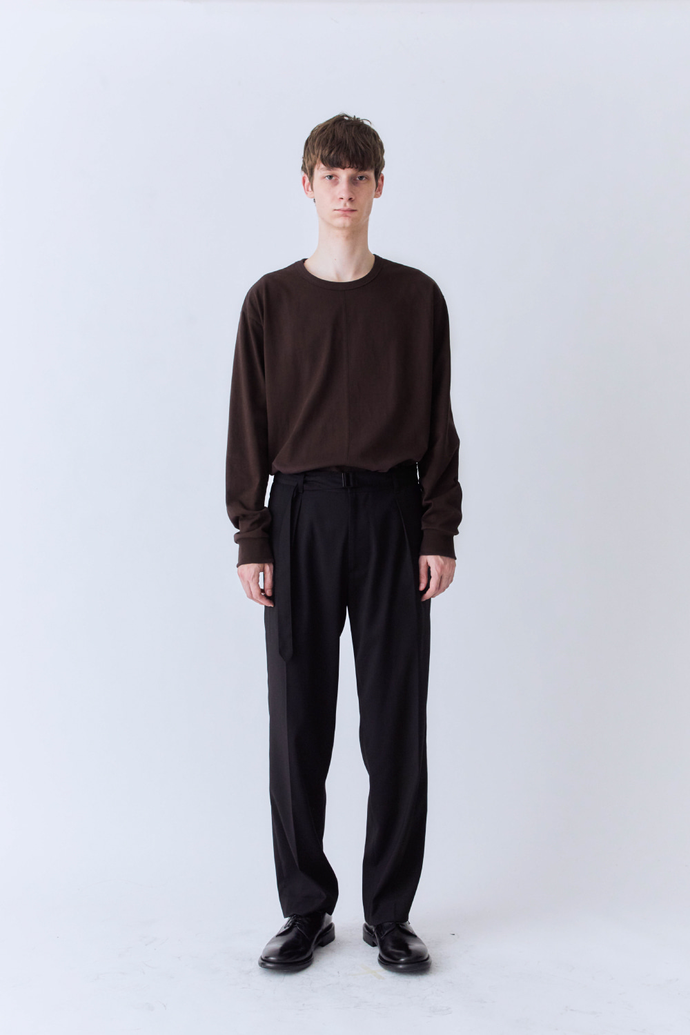 Belted Crease Pants (Black) - OURSCOPE