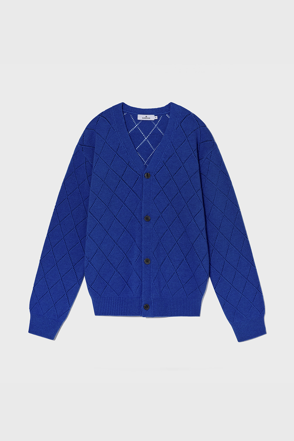 Lozenge Extra Fine Wool Cardigan (Blue)