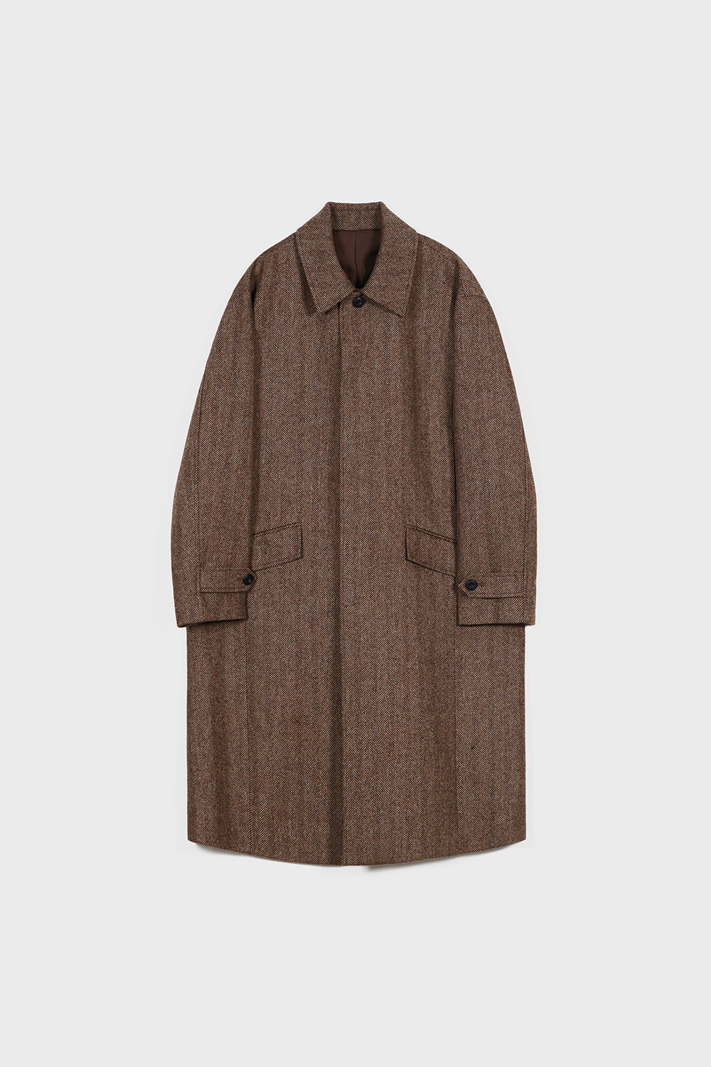 [Abraham Moon] Wool Mac Coat (Herringbone Brown)